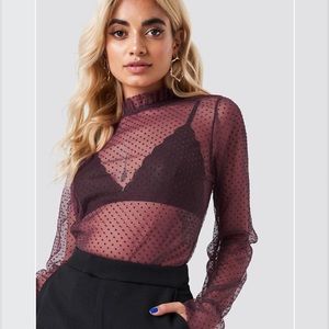 Mesh High Neck Blouse